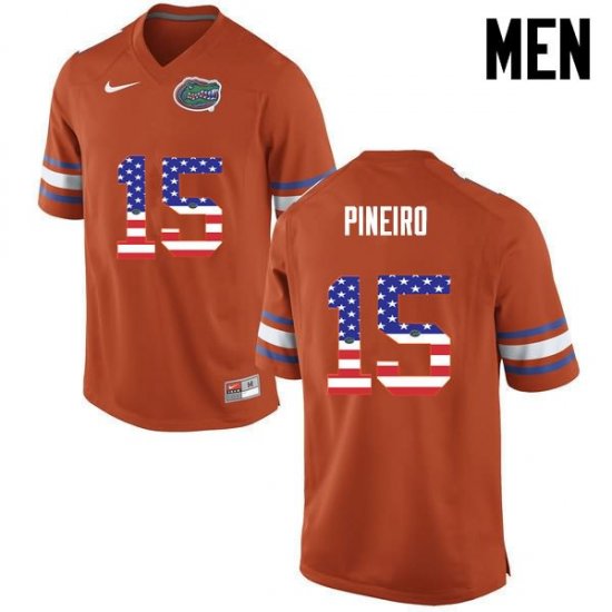 Men's Florida Gators #15 Eddy Pineiro NCAA Nike Orange USA Flag Fashion Authentic Stitched College Football Jersey CEL1662EV